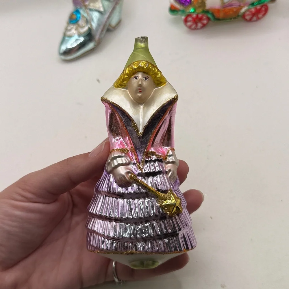 Vtg Polonaise Kurt Adler Cinderella Set 3 Glass Ornaments Christmas Collectible
